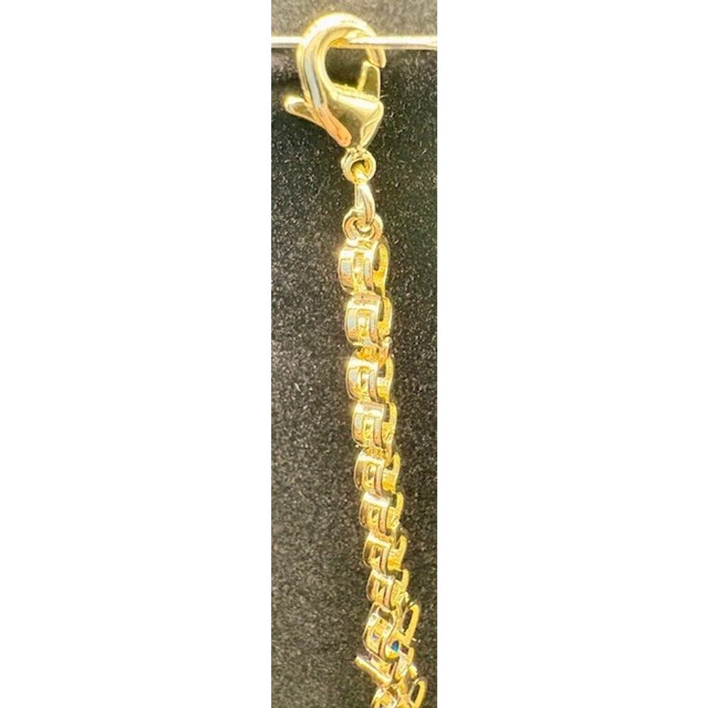 Bracelet Diamond Cut Simulated Blue Sapphire Stones Gold Tone - Picture 4 of 5